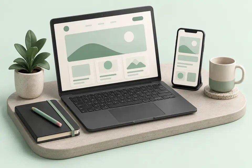 Illustration d'un ordinateur et d'un téléphone pour les premiers projets web et mobile
